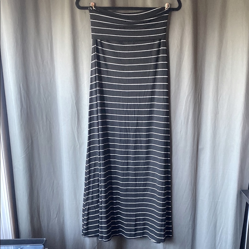 Fold-Over, Striped, Maxi Skirt